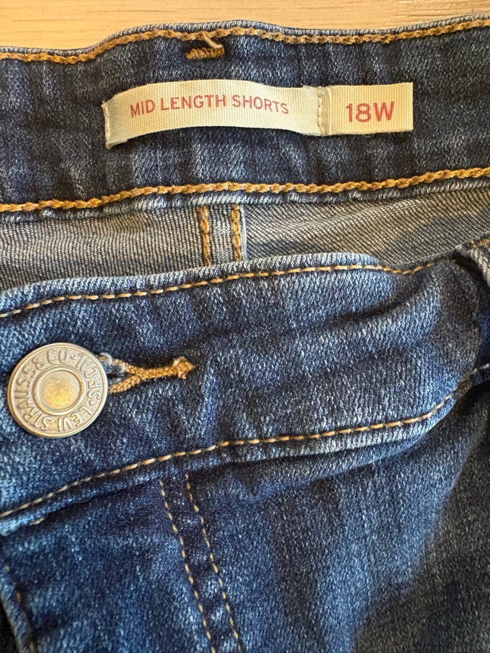 LEVI STRAUSS Dark Blue Denim cuffed shorts 18W - Picture 2 of 6